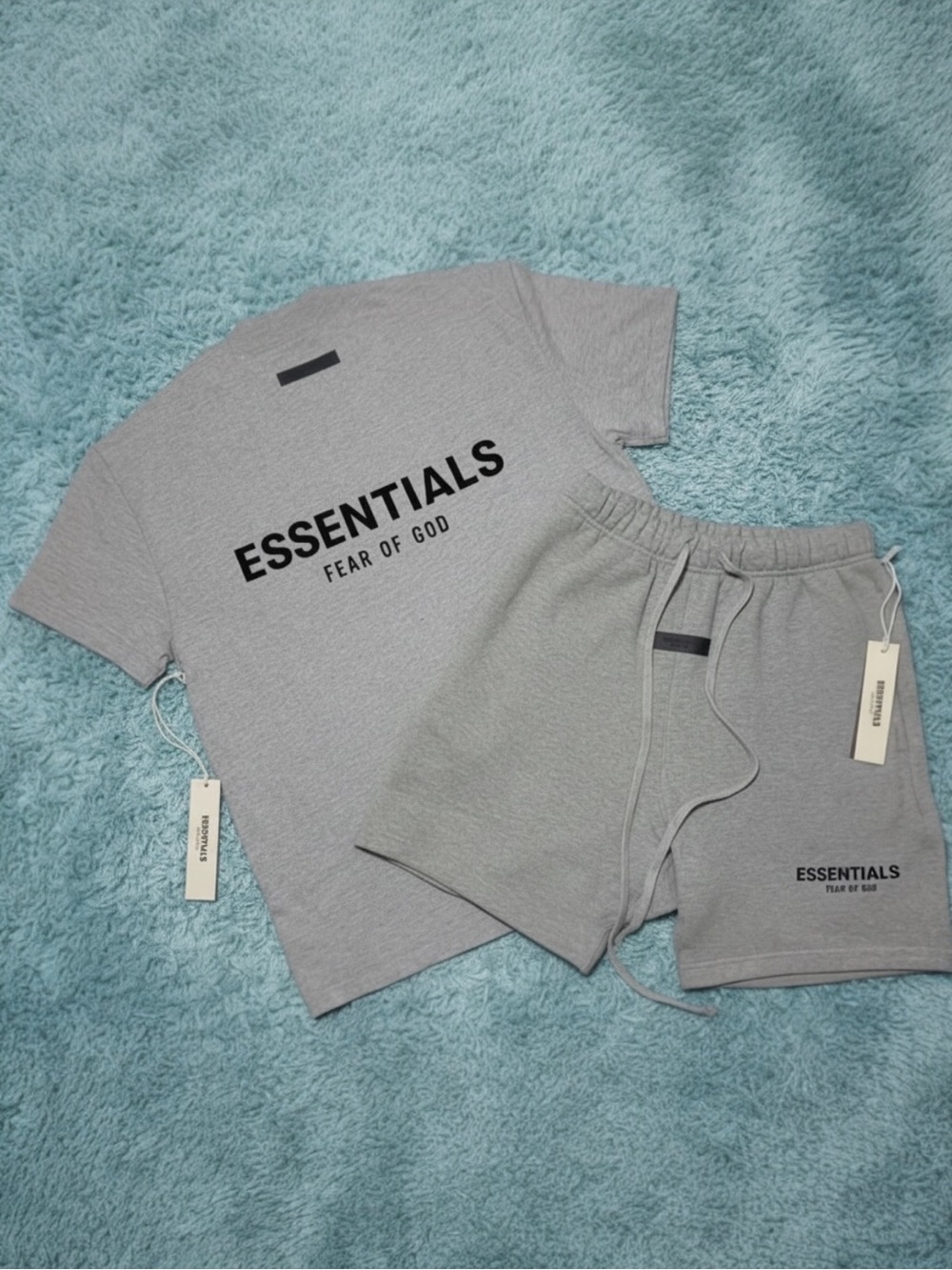 Essentials Fear of God Dark Oatmeal Tee and Shorts Set Size S